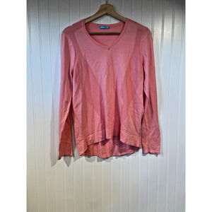 J McLaughlin Pullover Sweater Womens M Pink Lightweight Preppy Classic Minimal